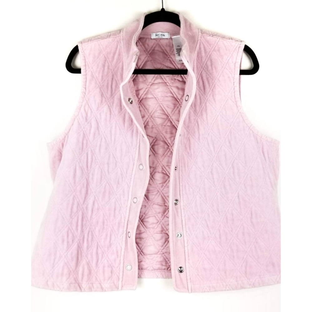 Liz & Co. Pink vest quilted velvet ⭐